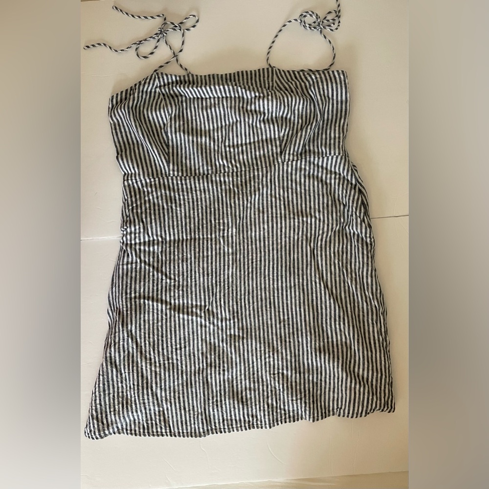 Old Navy XXL Vertical Striped Linen Blend Dress